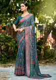 Elegant Teal Blue Crepe Silk Saree for Everyday & Party Wear