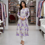 Lavender Floral Chikankari Kurti