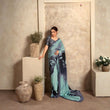 Mint Green Designer Crepe Silk Saree