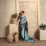 Mint Green Designer Crepe Silk Saree