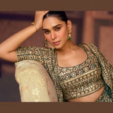 Olive Green Indo Western Cocktail Party Dress for Women