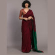 Maroon & Green Handloom Khadi Cotton Saree with Tassel Border
