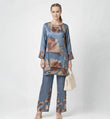 Steel Blue Satin Silk Formal Coord Set for Women