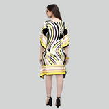 Yellow Printed Modern Kaftan Dress for Women