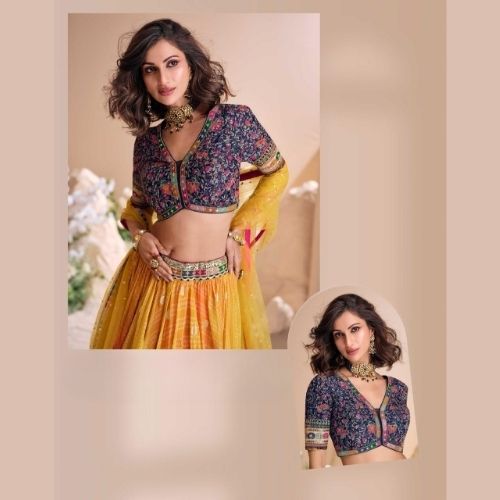 Embroidered Viscose Jacquard Silk Lehenga Choli