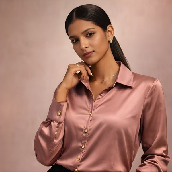 Rose Gold Satin Shirt