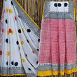 White Polka Dots Printed Mulmul Cotton Saree