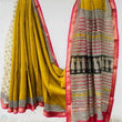 Elegant Yellow & Black Maheshwari Silk Saree with Handloom Weave