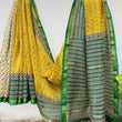 Elegant Yellow Maheshwari Silk Saree with Green Border