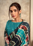 Turquoise Blue Designer Crepe Silk Saree