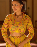 Yellow Heavy Designer Georgette Lehenga with Embroidered Jacket