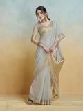 Elegant Khadi Silk Saree with Golden Zari Border