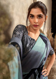 Mint Green Designer Crepe Silk Saree