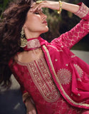 Pink Embroidered Anarkali Sharara Suit with Dupatta