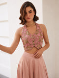 Blush Pink Embroidered Indo Western Designer Palazzo Set
