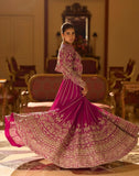 Magenta Heavy Designer Georgette Lehenga with Embroidered Shrug