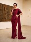 Maroon Lycra Ready-to-Wear Party Saree