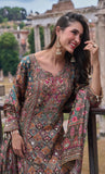 Multicolor Floral Printed Embroidered Sharara Suit with Gota Patti