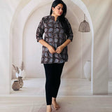 Black & Blue Paisley Hand Block Printed Cotton Kurti