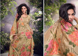 Champagne Gold Floral Palazzo Suit with Chinon Dupatta
